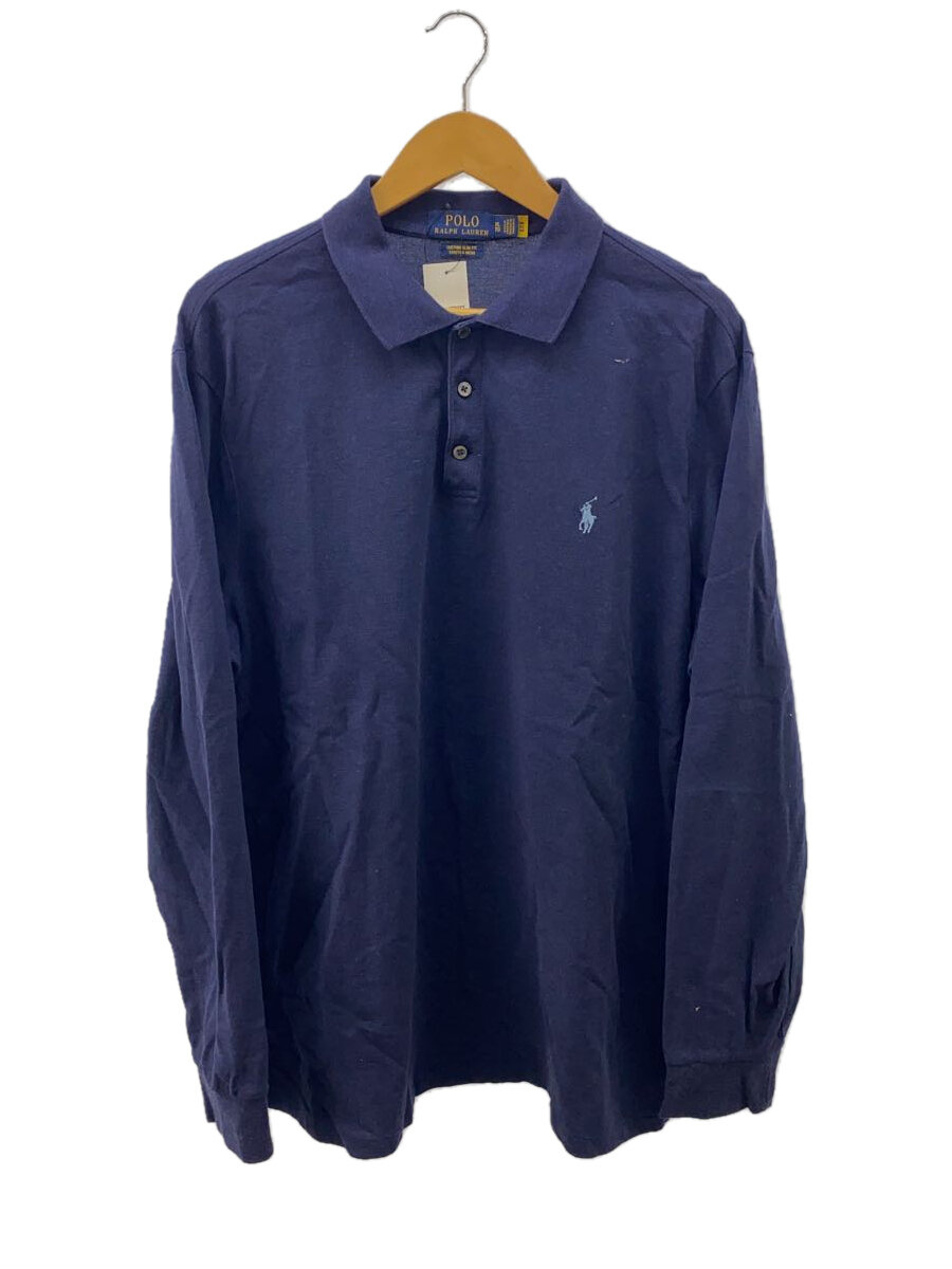 【中古】POLO RALPH LAUREN◆ポロシャツ/XL/コットン/NVY/ネイビー/無地/ポロラルフローレン【メンズウェア】