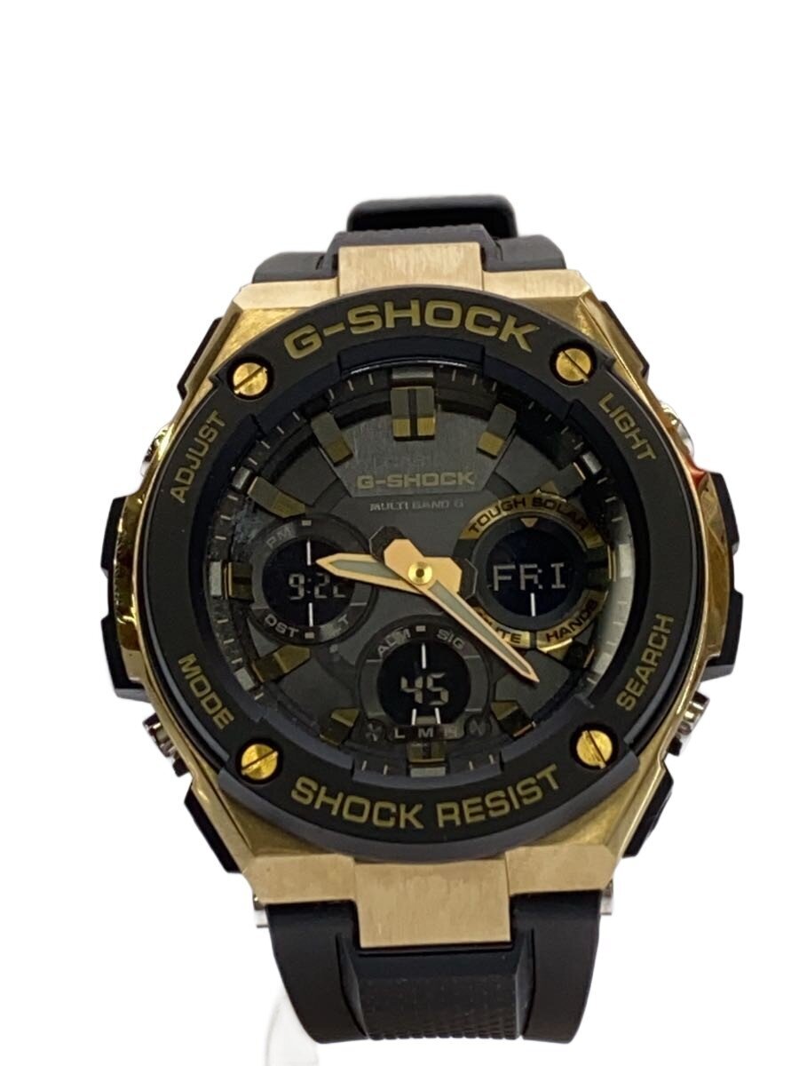 【中古】CASIO◆ソーラー腕時計・G-SHOCK/デジアナ/GLD/BLK【服飾雑貨他】