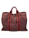 【中古】HERMES◆フールトゥMM/トートバッグ/コットン/BRD/スレ有【バッグ】