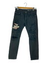 【中古】HYSTERIC GLAMOUR◆ダメージ加工 ブラックデニム/28/コットン/BLK【メンズウェア】