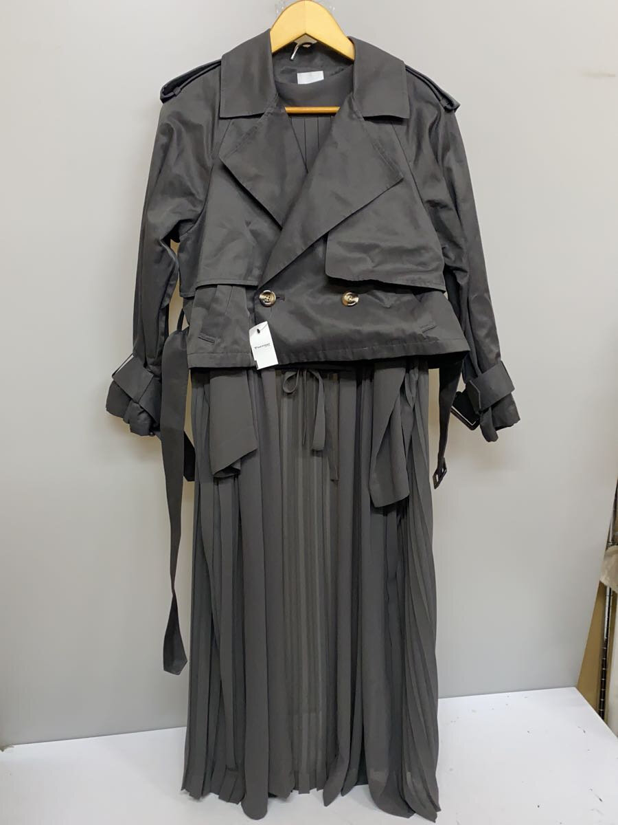 【中古】AMERI◆3WAY SHEER DOCKING COATシアーコートセットアップ/GRY//【レディースウェア】