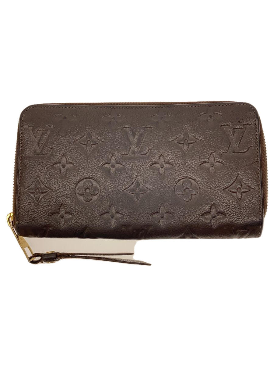 【中古】LOUIS VUITTON◆ポルト・フォイユ・スクレット・ロン_モノグラム・アンプラント_GRY/レザー/BRW/メンズ【服飾雑貨他】