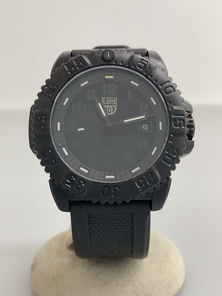 【中古】LUMINOX◆BLACKOUT/クォーツ腕時計/アナログ/ラバー/BLK【服飾雑貨他】