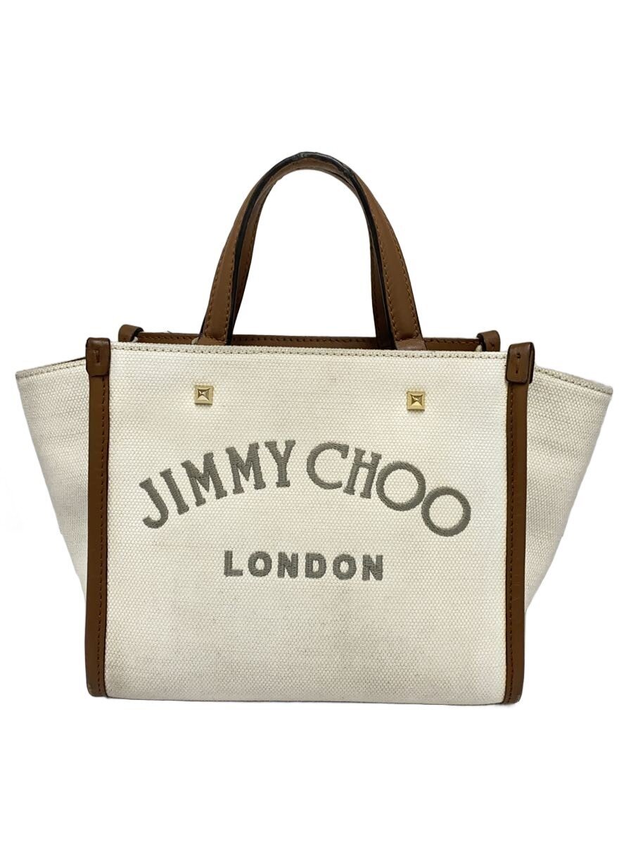 JIMMY CHOO◆VARENNE TOTEBAG/ハンドバッグ/ショルダーバッグ/キャンバス/IVO//