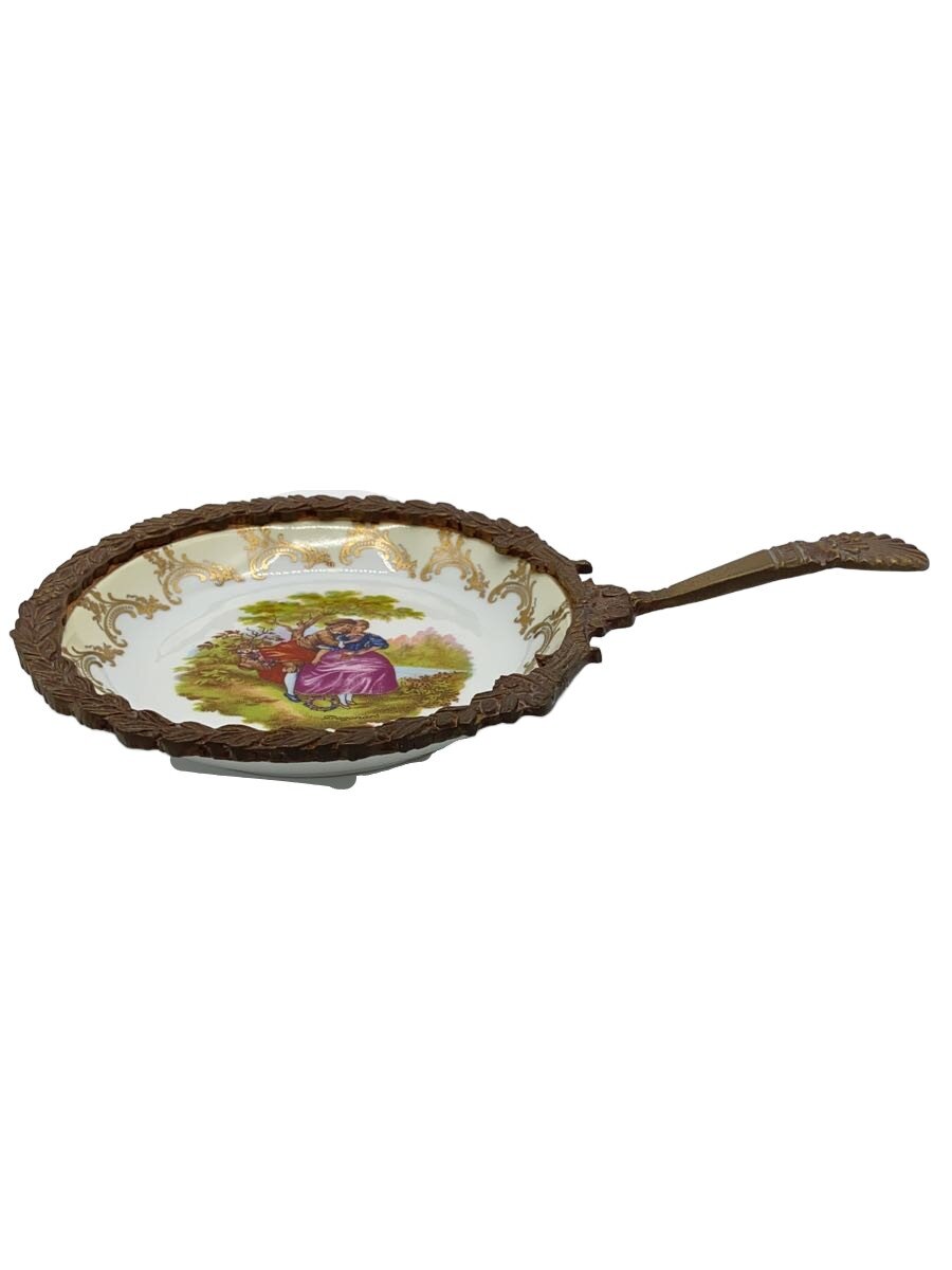 【中古】リモージュ？/飾り皿/アクセサリートレイ/持ち手付/WHT【インテリア小物・日用雑貨】