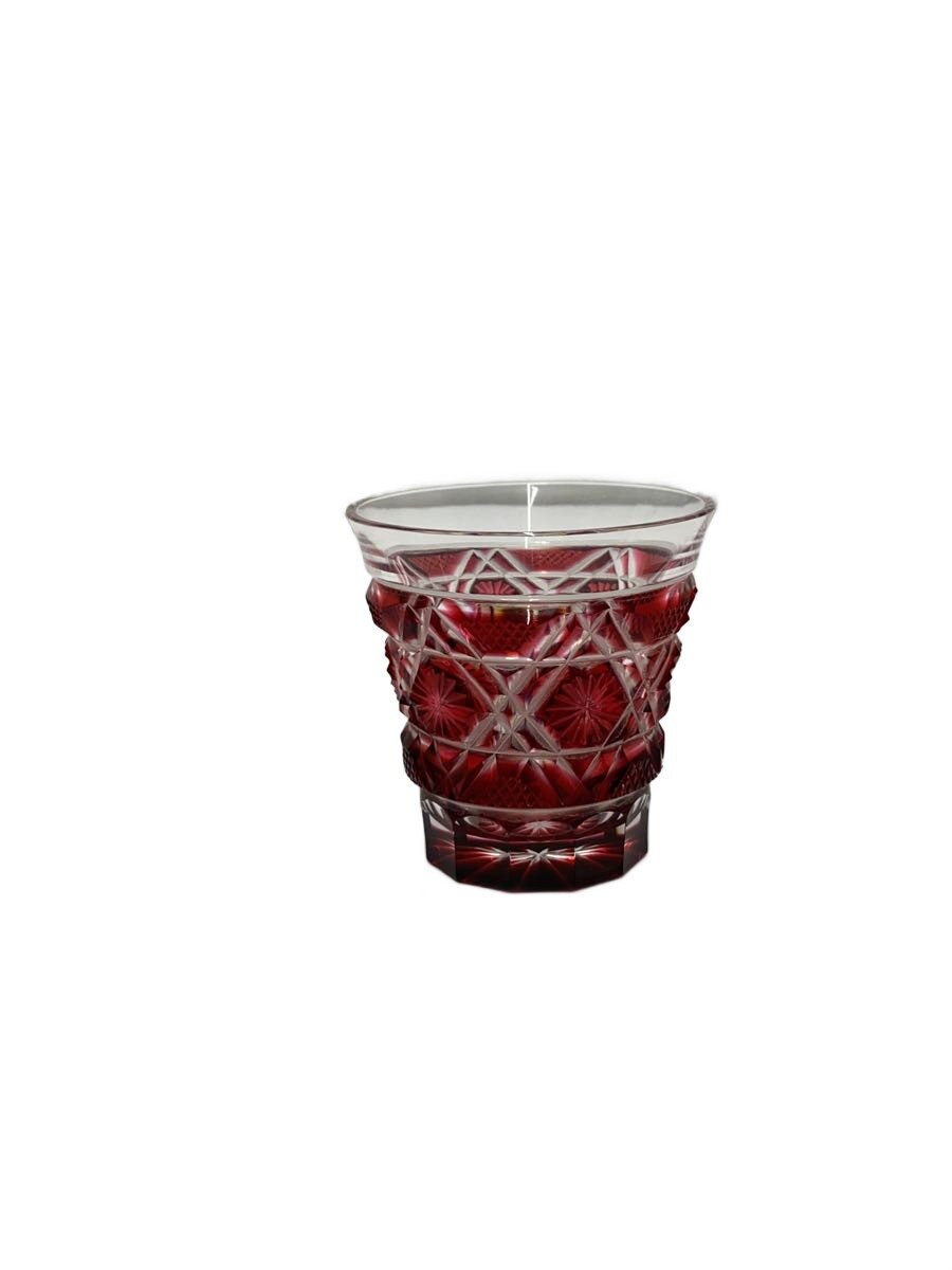 【中古】薩摩切子◆グラス/RED【キッチン用品】