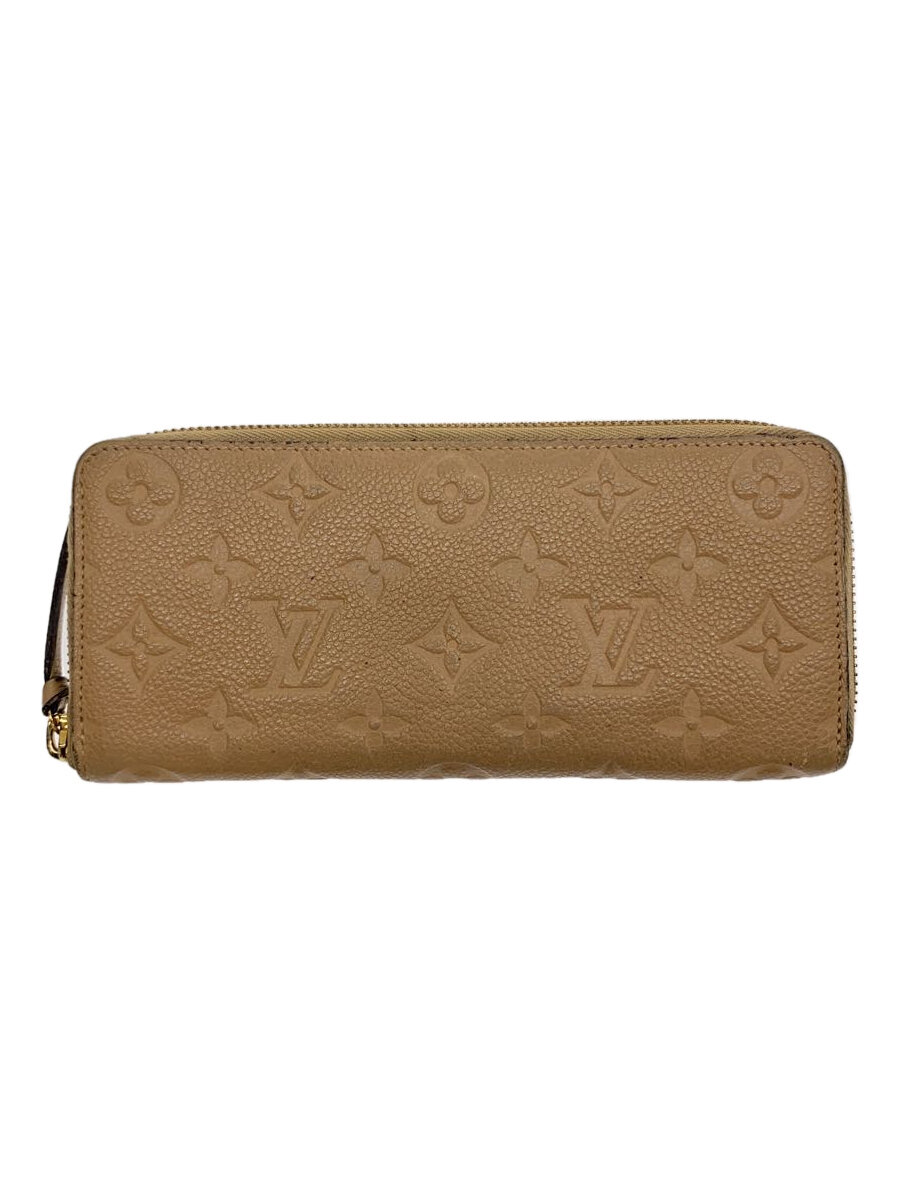 【中古】LOUIS VUITTON◆ポルト・フォイユ・クレマンス_モノグラム・アンプラント_BEG/レザー/BEG/レディース【服飾雑貨他】