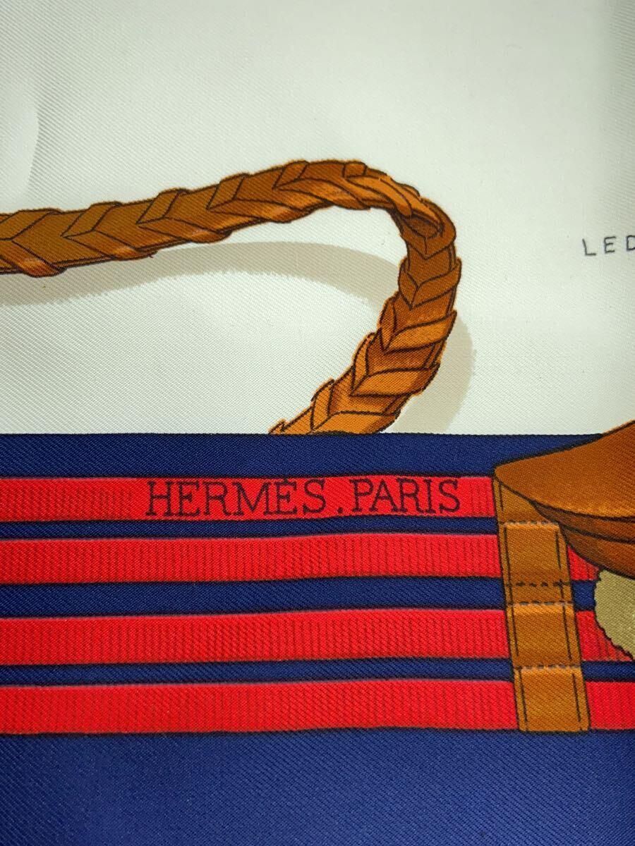 【中古】HERMES◆スカーフ/シルク/NVY/総柄/レディース【服飾雑貨他】 3