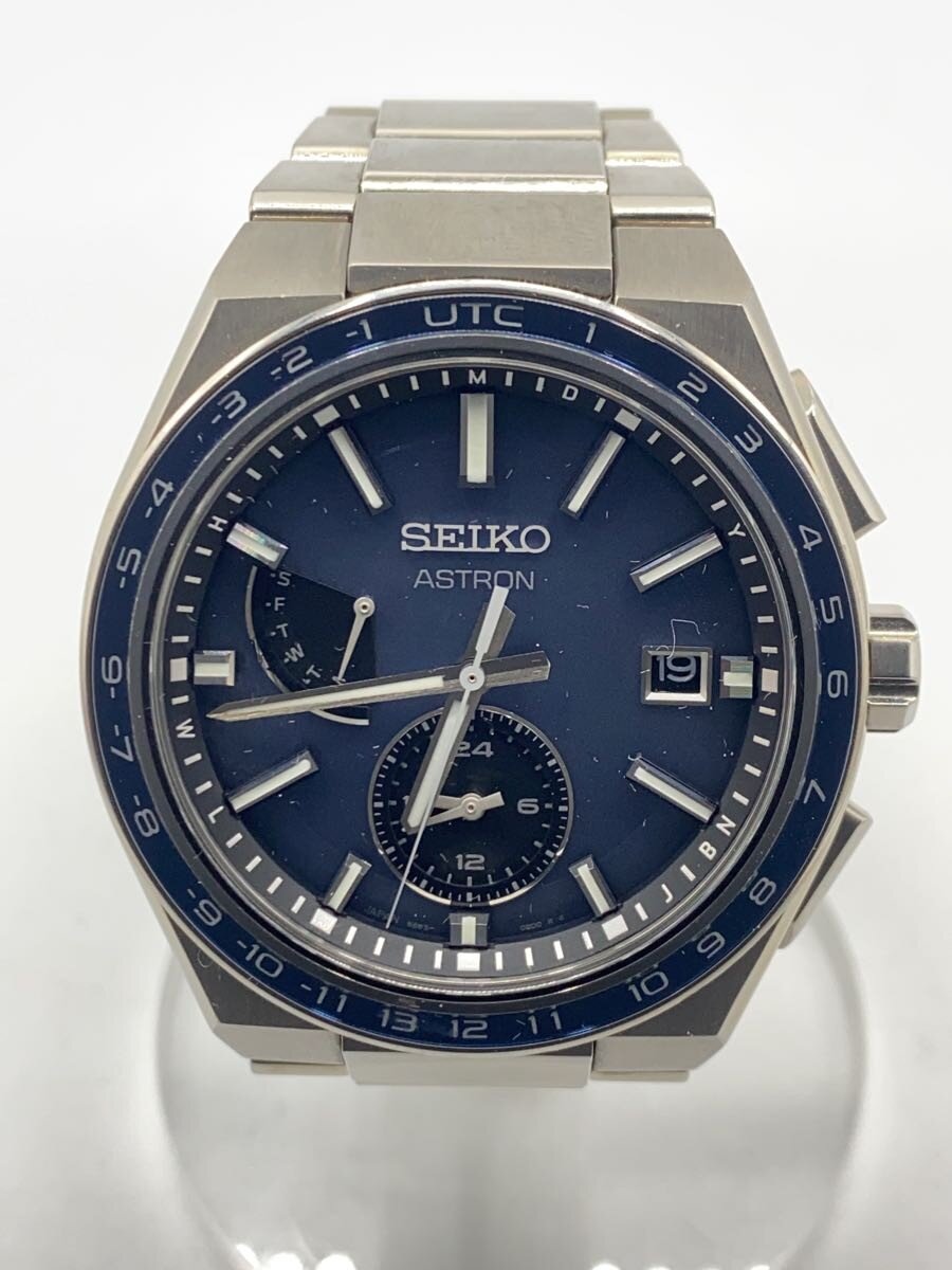【中古】SEIKO◆ASTRON NEXTER/電波ソーラー腕時計/アナログ/ステンレス/NVY/SLV/SBXY037【服飾雑貨他】