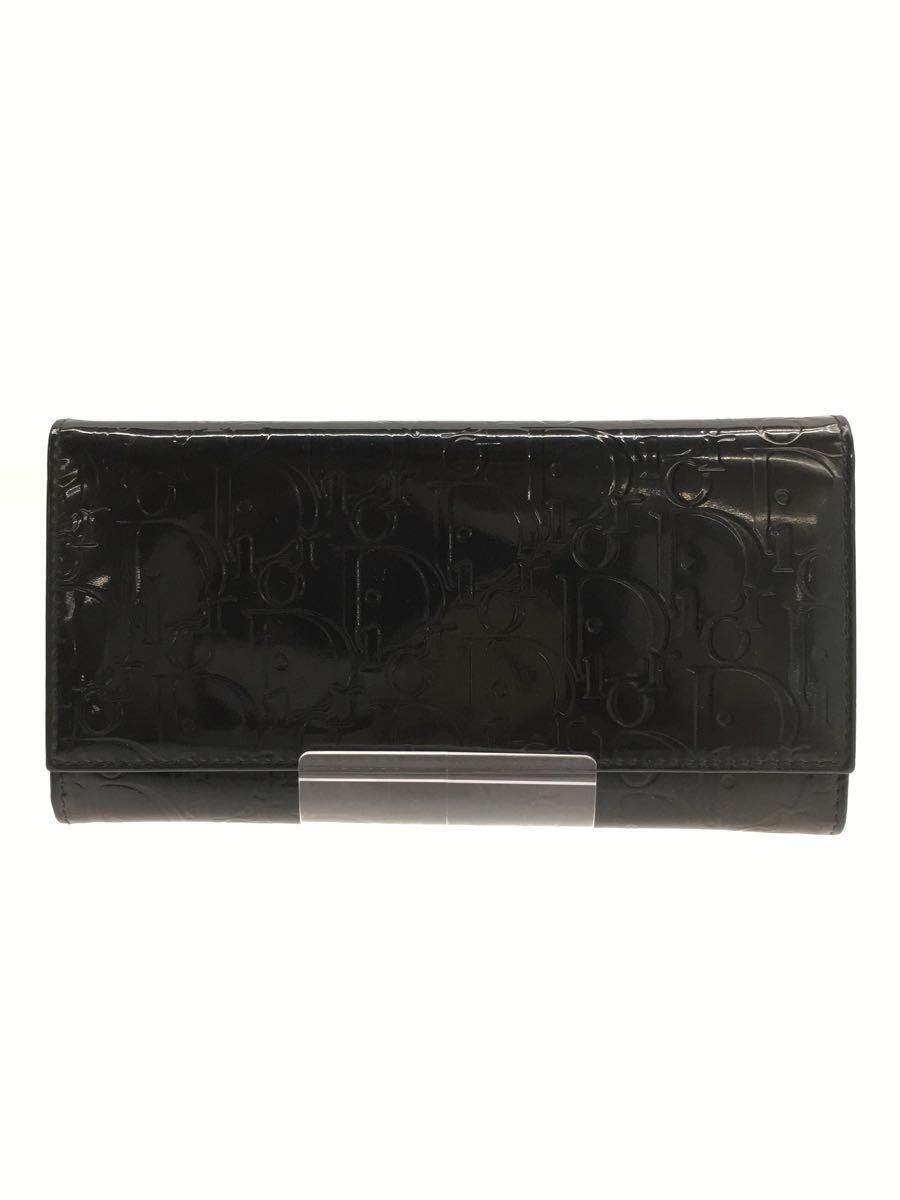 【中古】Christian Dior◆長財布/エナメル/BLK/レディース/02-LU-0068【服飾雑貨他】
