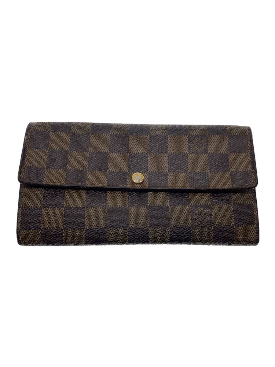 【中古】LOUIS VUITTON◆ポシェット・ポルト・モネ・カルト・クレディ_ダミエ・エベヌ_BRW/PVC/BRW/メンズ【服飾雑貨他】