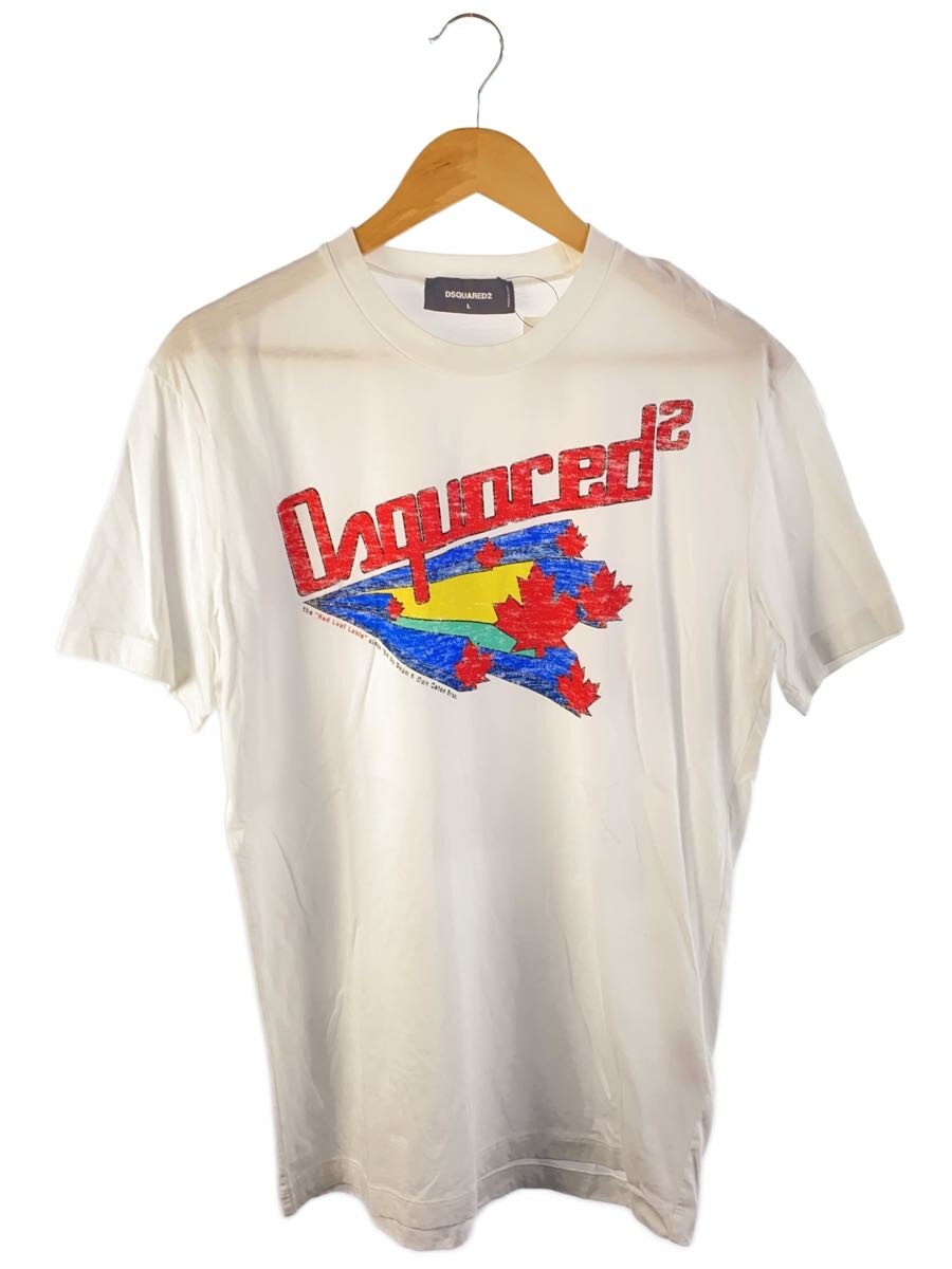 DSQUARED2◆RED LEAF LABLE TEE/L/コットン/WHT/S71GD1061 S23009