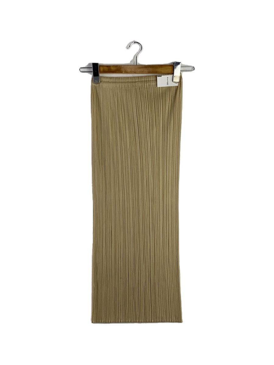 【中古】PLEATS PLEASE ISSEY MIYAKE◆ロングスカート/1/ポリエステル/BEG/PP05-JG001【レディースウェア】
