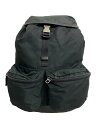 【中古】PRADA◆背トライアングルロゴリュック/ナイロン/BLK【バッグ】