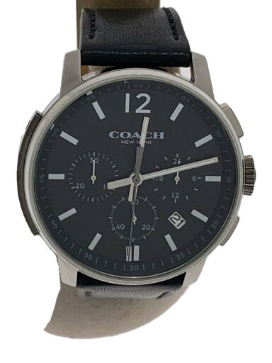 【中古】COACH◆クォーツ腕時計/アナログ/レザー/BLK【服飾雑貨他】 【中古】COACH◆クォーツ腕時計/アナログ/レザー/BLK【服飾雑貨他】