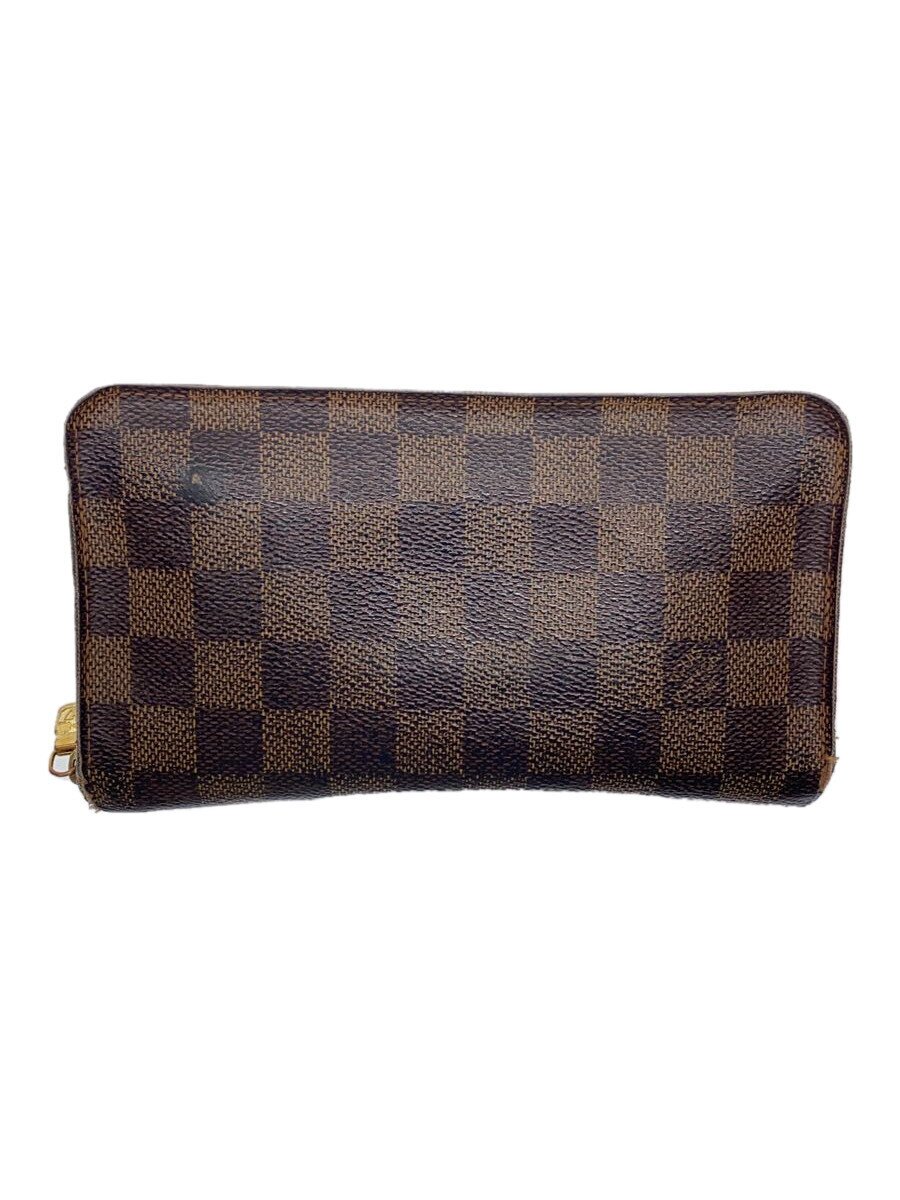 【中古】LOUIS VUITTON◆ポルト・モネ・ジップ_ダミエ・エベヌ_BRW/PVC/BRW/レディース【服飾雑貨他】(4.0)