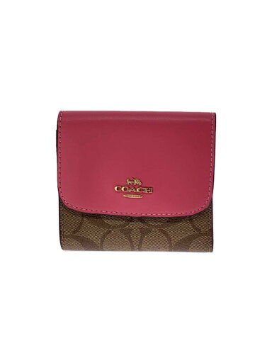 【中古】COACH◆レザー・スモールウォレット_シグネチャー_ブラウン/PVC/PNK/総柄/レディース【服飾雑貨他】 【中古】COACH◆レザー・スモールウォレット_シグネチャー_ブラウン/PVC/PNK/総柄/レディース【服飾雑貨他】
