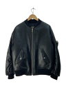 【中古】PRADA◆21AW/ナッパレザーボンバージャケット/×RAFSIMONS/48/レザー/BLK/UPW399//【メンズウェア】