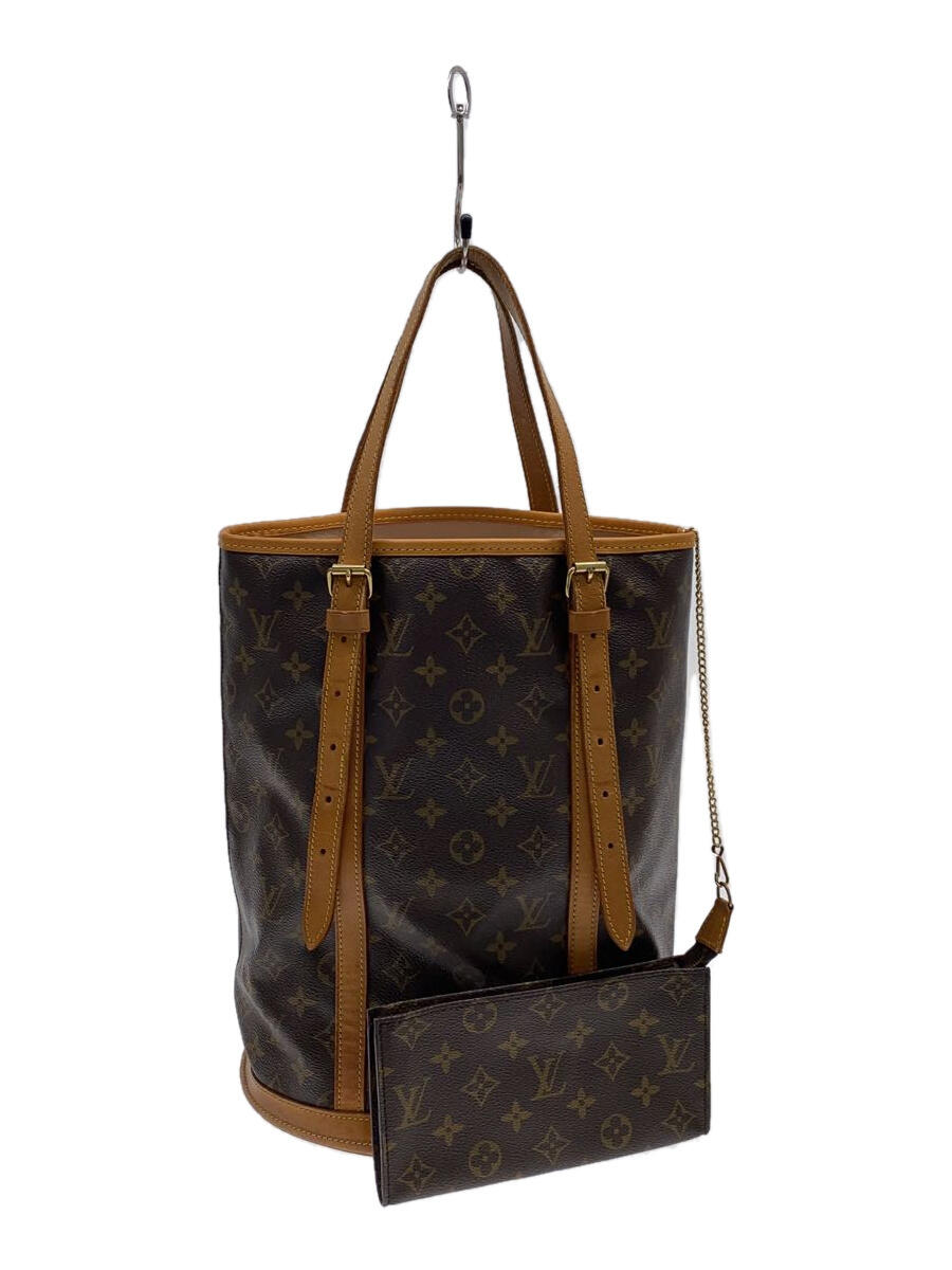 【中古】LOUIS VUITTON◆バケットGM_モノグラム・キャンバス_BRW/PVC/BRW【バッグ】