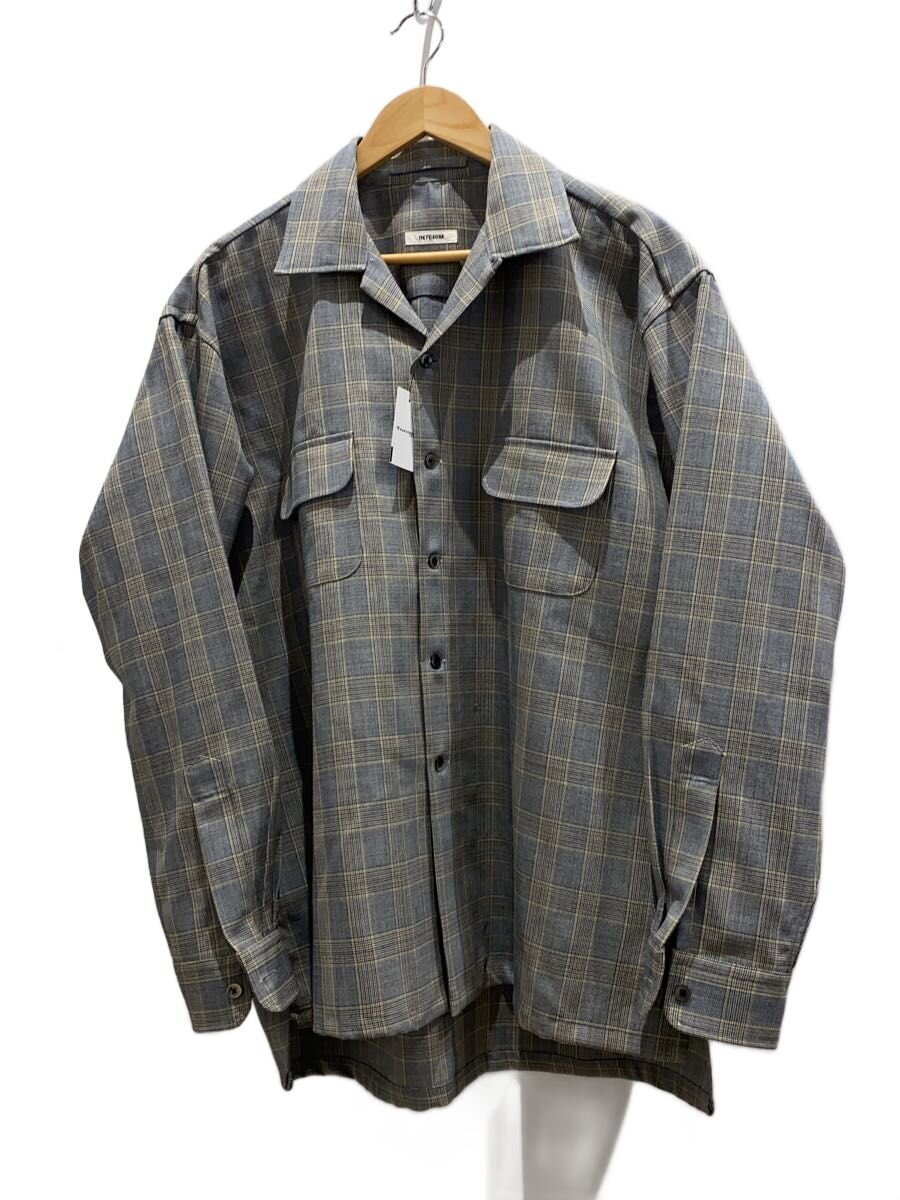 INTERIM◆長袖シャツ/5/ウール/GRY/チェック//