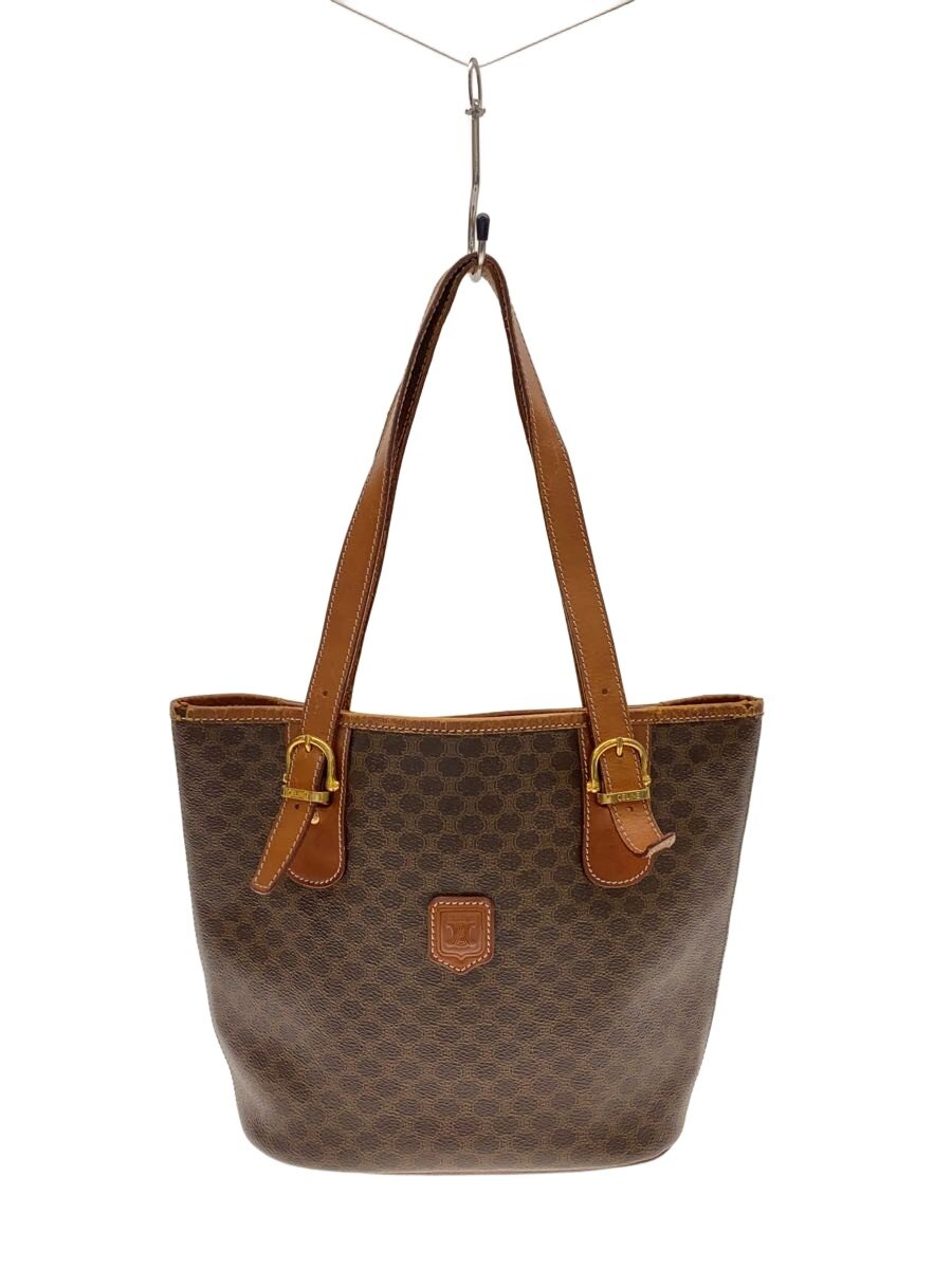 【中古】CELINE◆マダカム/トートバッグ/レザー/BRW/総柄【バッグ】