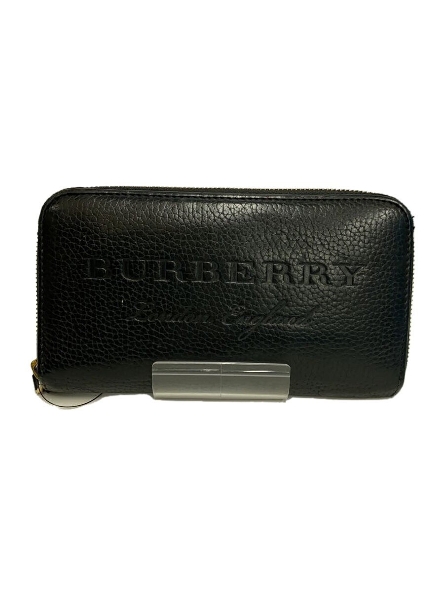 【中古】BURBERRY◆長財布/レザー/BLK/メンズ【服飾雑貨他】