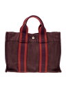 【中古】HERMES◆トートバッグ_フールトゥトートPM/キャンバス/ボルドー/エルメス【バッグ】
