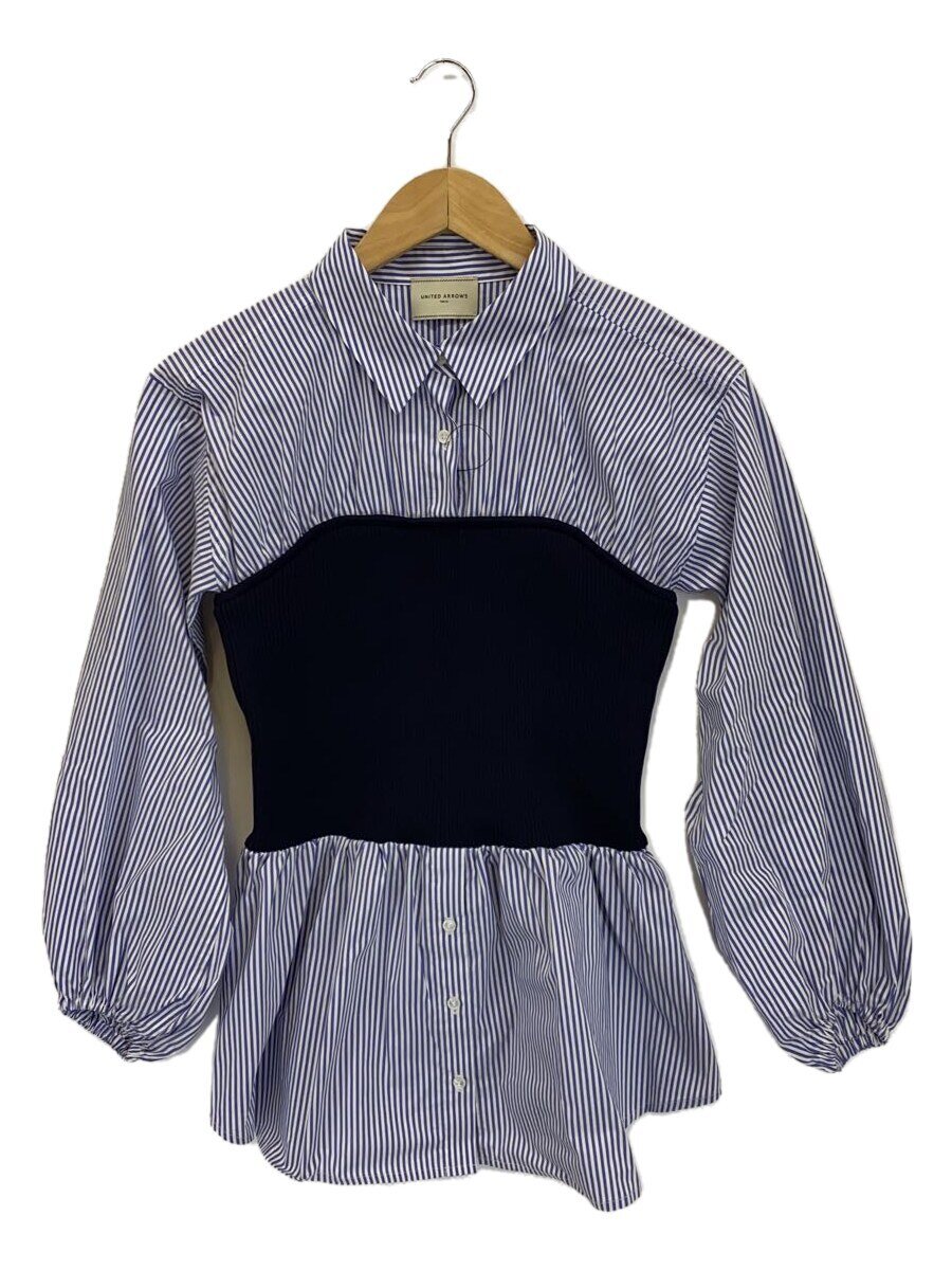 【中古】UNITED ARROWS◆長袖シャツ/--/コットン/BLU/ストライプ/1513-183-4781//【レディースウェア】