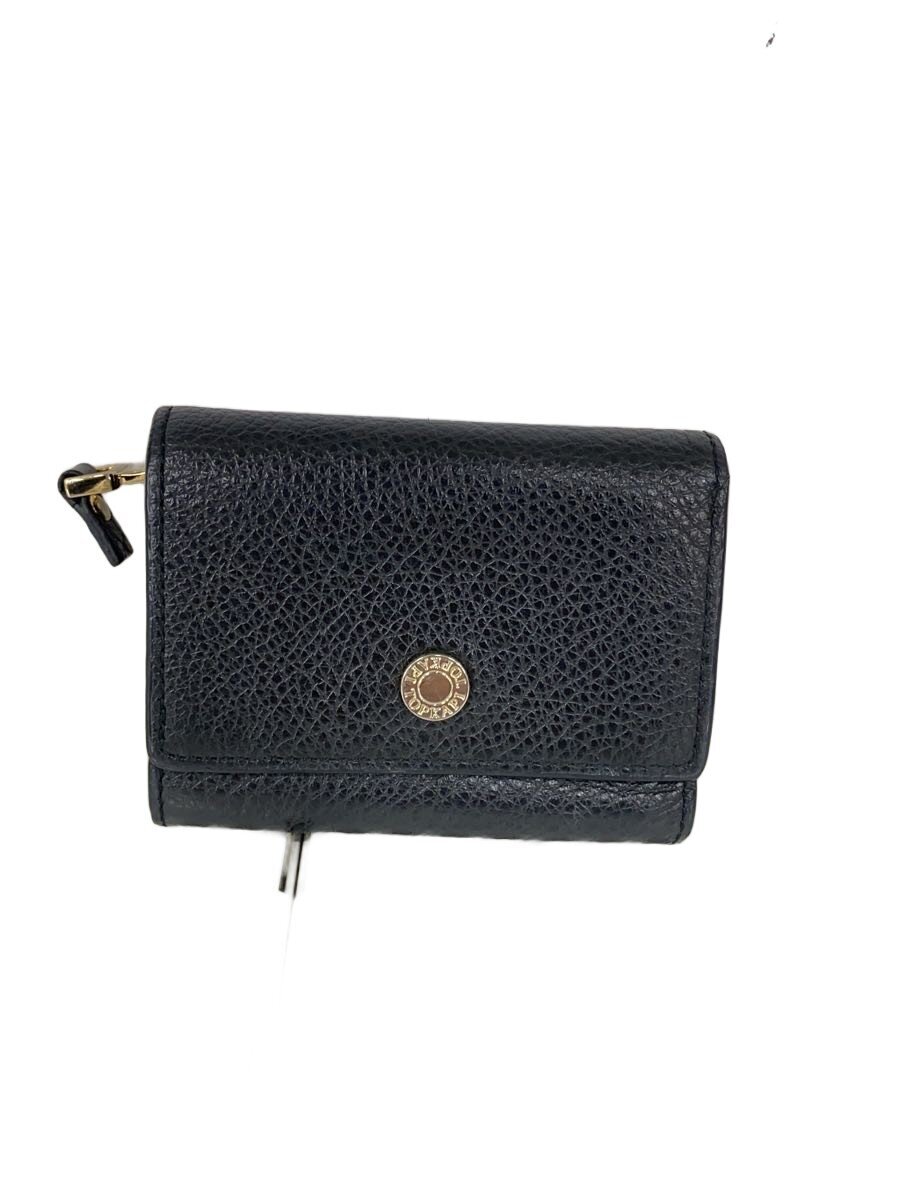 TOPKAPI◆3つ折り財布/レザー/BLK/無地/レディース/511-14-00812-00//