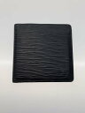 【中古】LOUIS VUITTON◆ポルト・フォイユ・マルコ_エピ_BLK/レザー/BLK/無地/メンズ【服飾雑貨他】