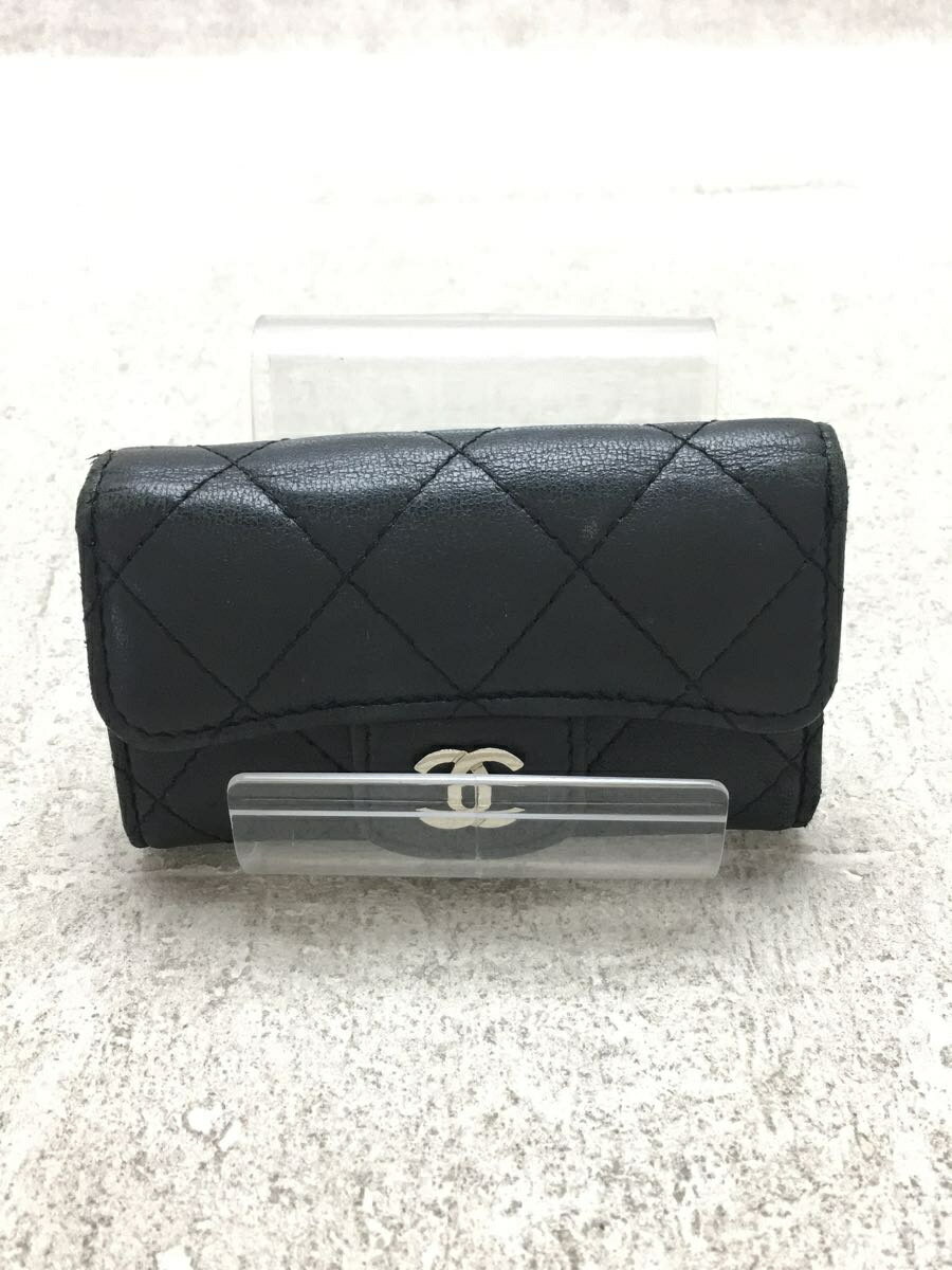 【中古】CHANEL◆シャネル/キーケース/レザー/BLK/レディース/マトラッセ/スレ 剥がれ有【服飾雑貨他】