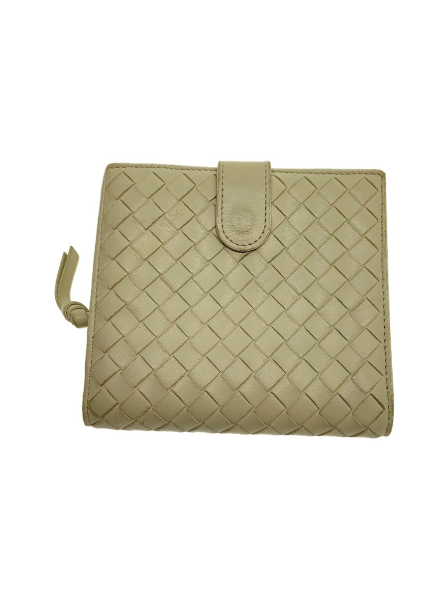 【中古】BOTTEGA VENETA◆2つ折り財布/レザー/IVO/レディース/114073/イントレチャート【服飾雑貨他】