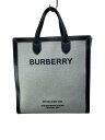 【中古】BURBERRY◆ホースフェリープリント/キャンバス/レザー/2way/トートバッグ/キャンバス/GRY/8037936【バッグ】