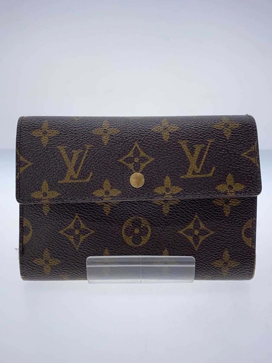 【中古】LOUIS VUITTON◆ポルト・トレゾール・エテュイシェキエ_モノグラム・キャンバス_BRW/PVC/BRW/メンズ【服飾雑貨他】