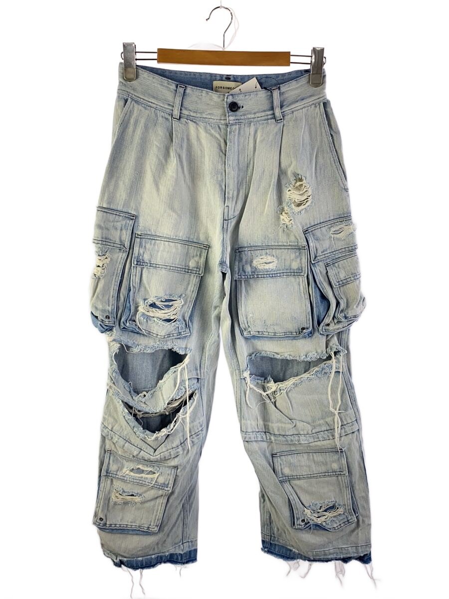 FORSOMEONE◆DAMAGE DENIM CARGO/46/デニム/IDG/78000809