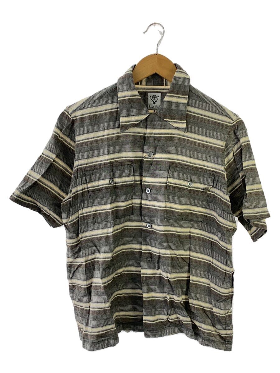 【中古】South2 West8(S2W8)◆半袖シャツ/S/レーヨン/GRY/ボーダー【メンズウェア】