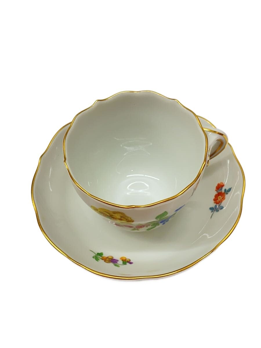 【中古】Meissen◆カップ&ソーサー/WHT【キッチン用品】