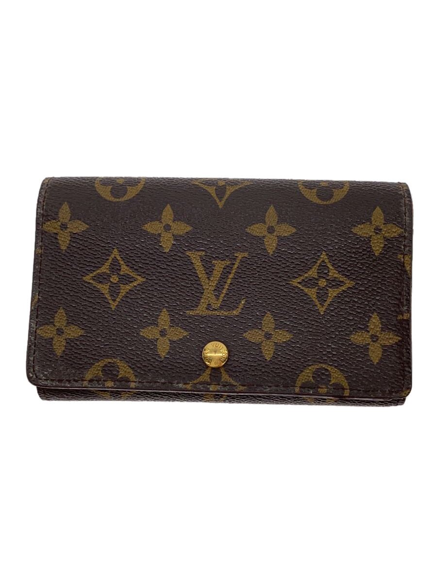 【中古】LOUIS VUITTON◆1)ポルト・モネ・ビエ・トレゾール_モノグラム・キャンバス_BRW/PVC/ブラウン/レディース【服飾雑貨他】