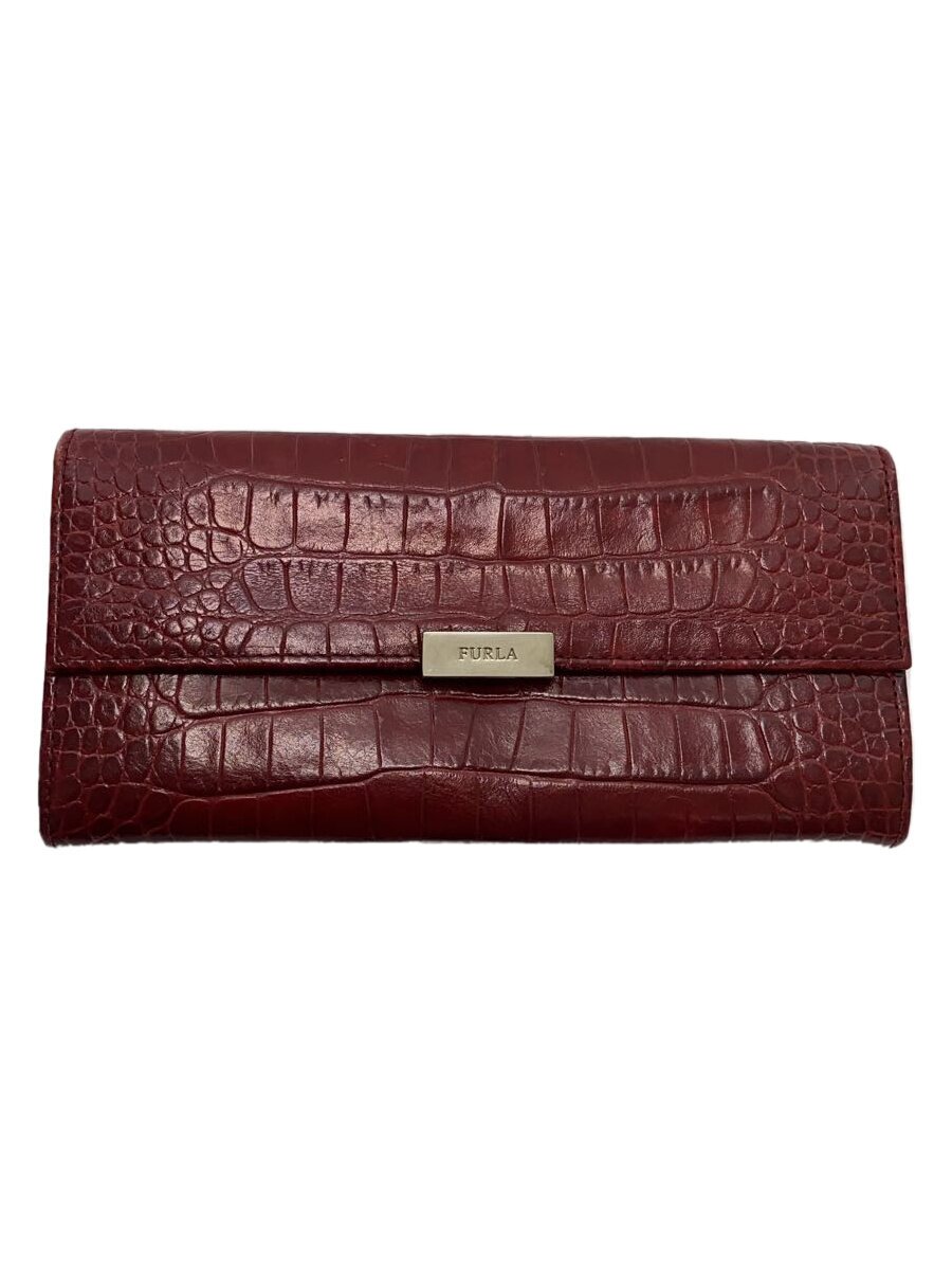 【中古】FURLA◆長財布/レザー/RED/レ�