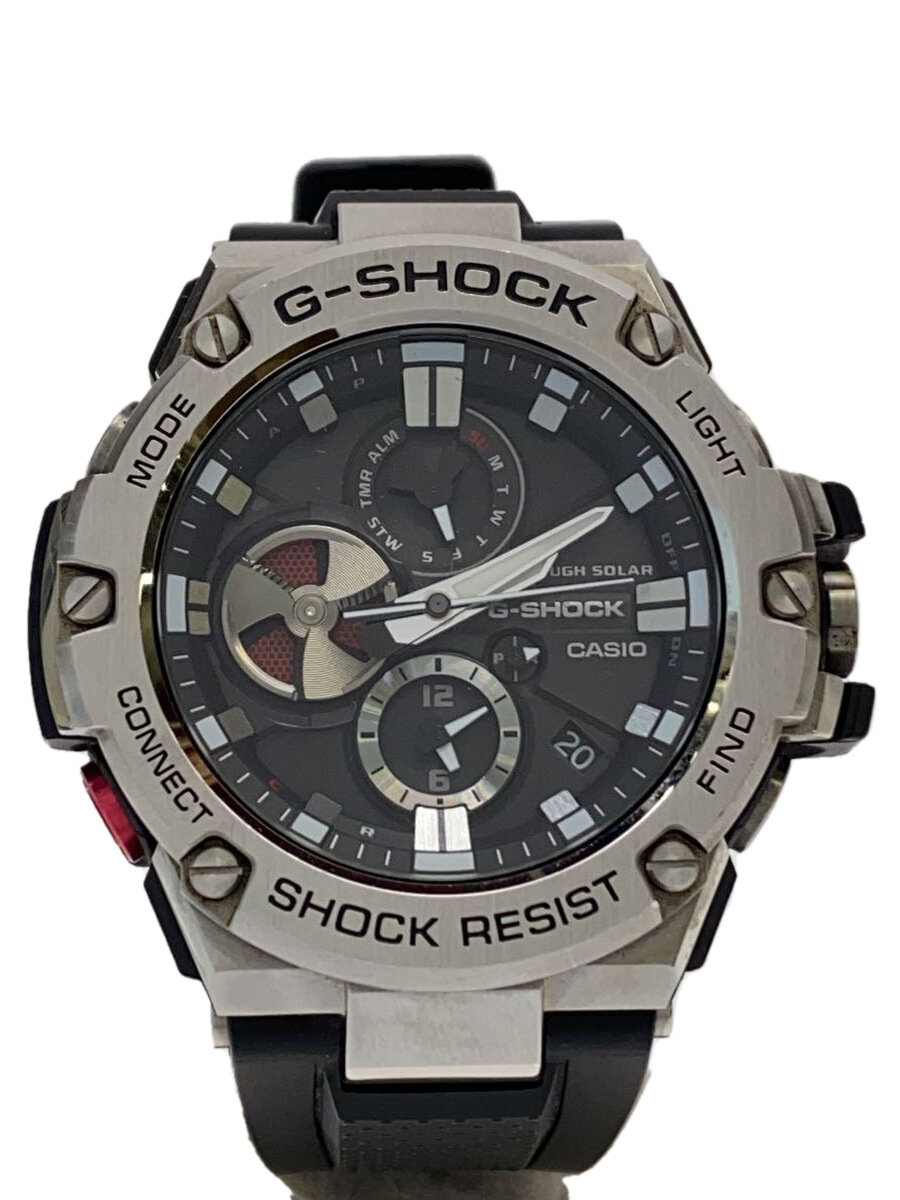 【中古】CASIO◆腕時計/アナログ/ラバー/BLK/BLK/チタン/GST-B100【服飾雑貨他】
