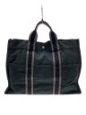 【中古】HERMES◆フールトゥMM/トートバッグ/キャンバス/ブラック/黒/無地【バッグ】