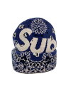 【中古】Supreme◆ニットキャップ/FREE/アクリル/NVY/総柄/メンズ【服飾雑貨他】