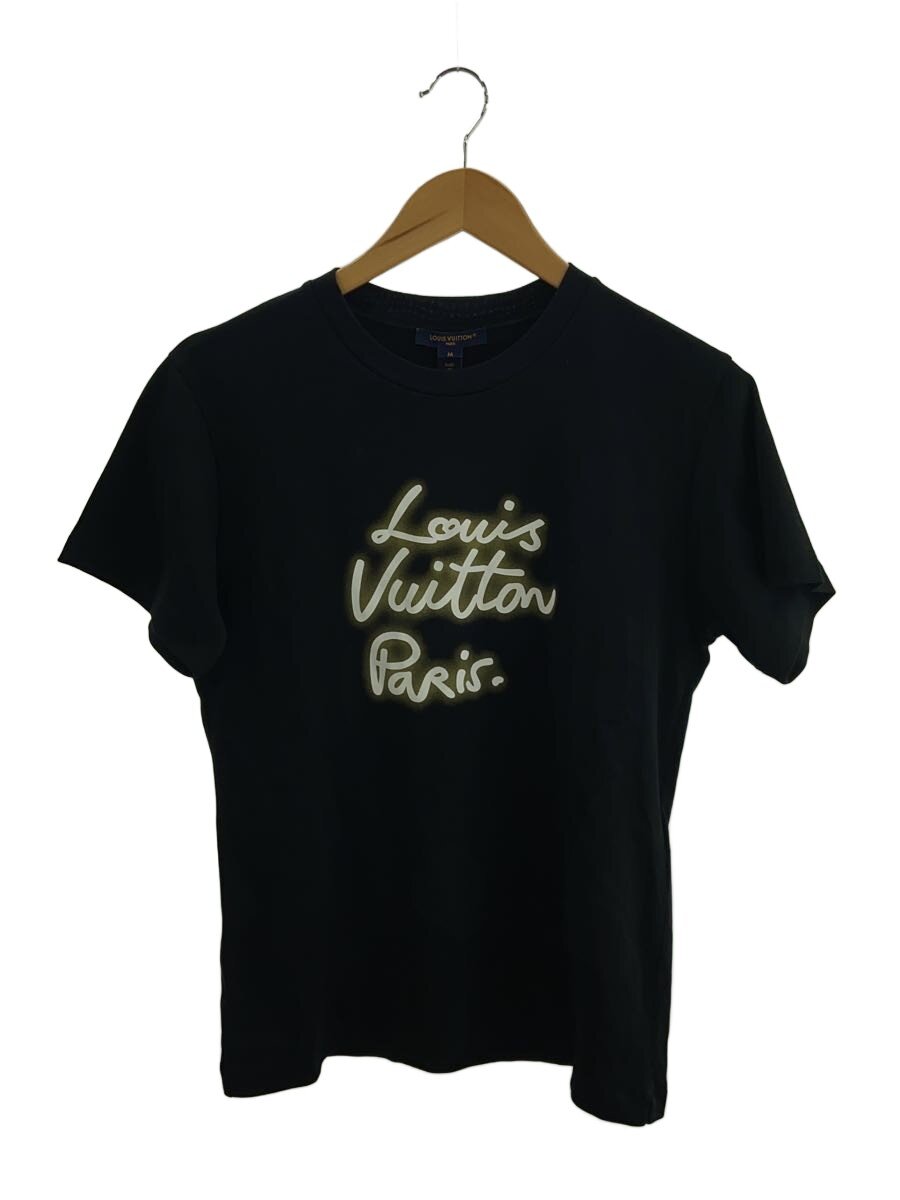 【中古】LOUIS VUITTON◆Glow Signature T-Shirt/Tシャツ/M/コットン/BLK/FSTS90【メンズウェア】