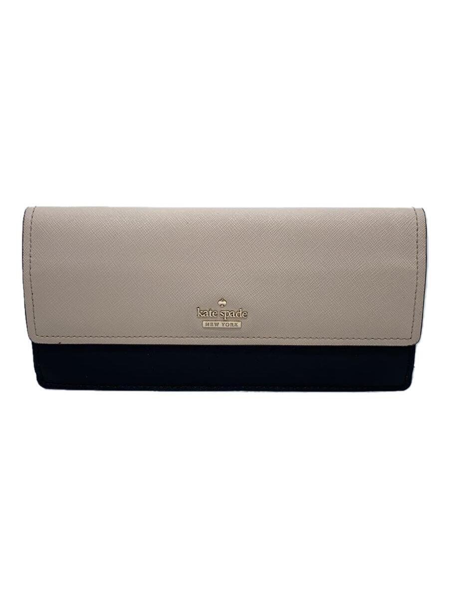 【中古】kate spade new york◆長財布/PVC/BEG/レディース【服飾雑貨他】
