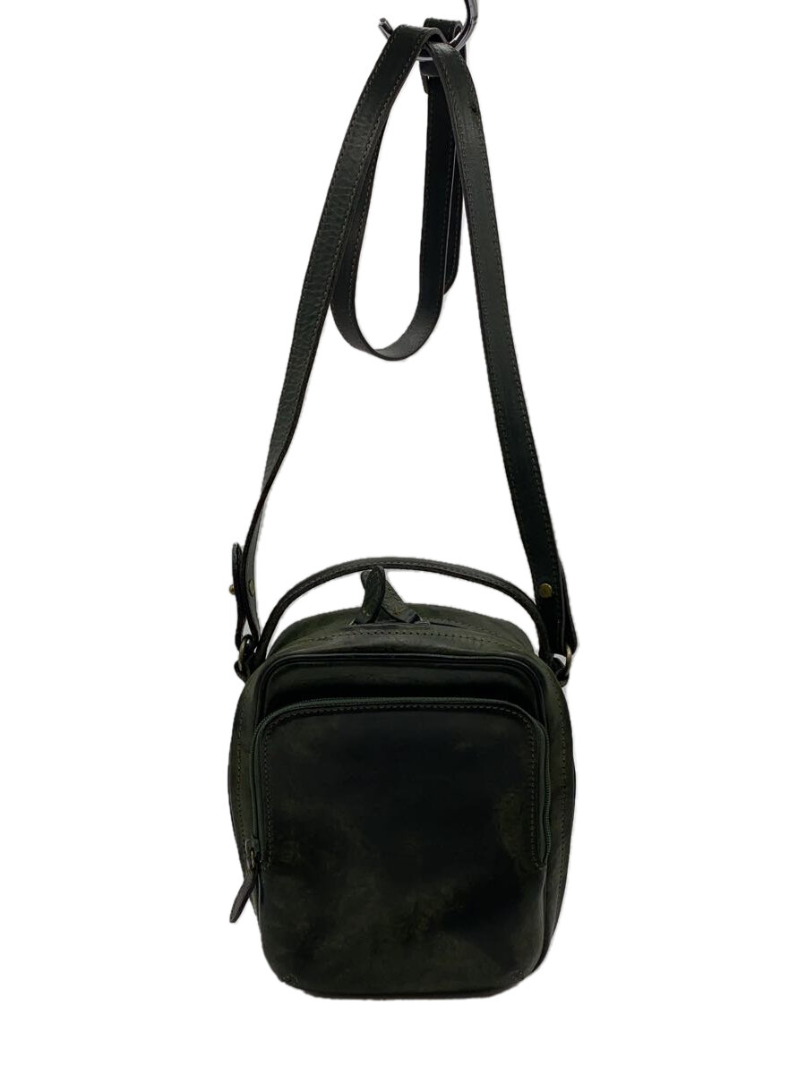 【中古】INDEED◆ミニショルダーバッグ/レザー/GRN/無地【バッグ】