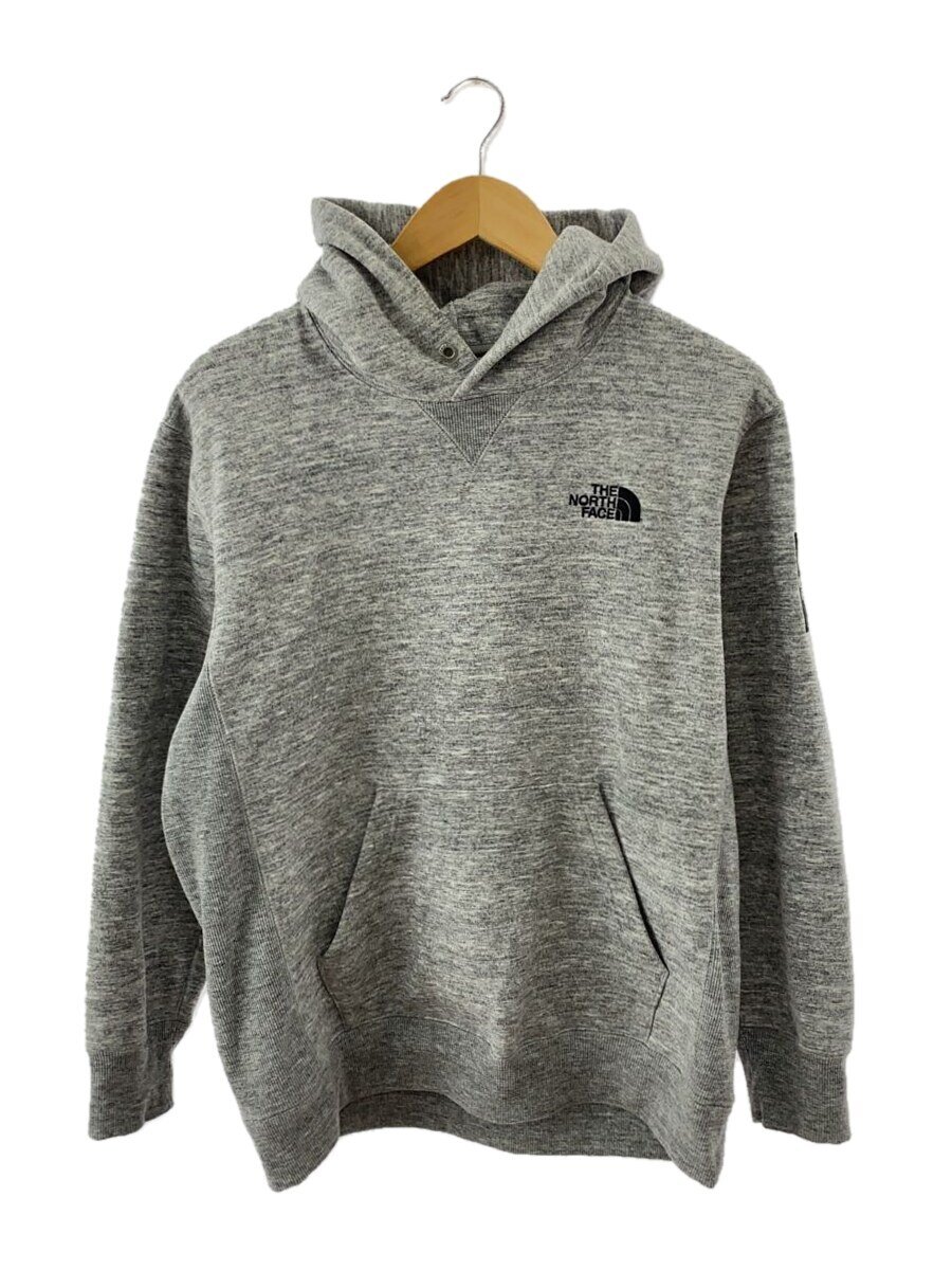 【中古】THE NORTH FACE◆SQUARE LOGO HOODIE_スクエア ロゴ フーディ/L/コットン/GRY【メンズウェア】