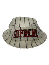 【中古】Supreme◆16SS/Stripe Mesh Crusher/バケットハット/コットン/WHT/ストライプ/メンズ【服飾雑貨他】