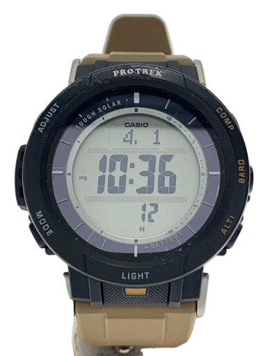 【中古】PROTREK◆クォーツ腕時計/デジタル/ラバー/BEG/PRG-30【服飾雑貨他】 【中古】PROTREK◆クォーツ腕時計/デジタル/ラバー/BEG/PRG-30【服飾雑貨他】