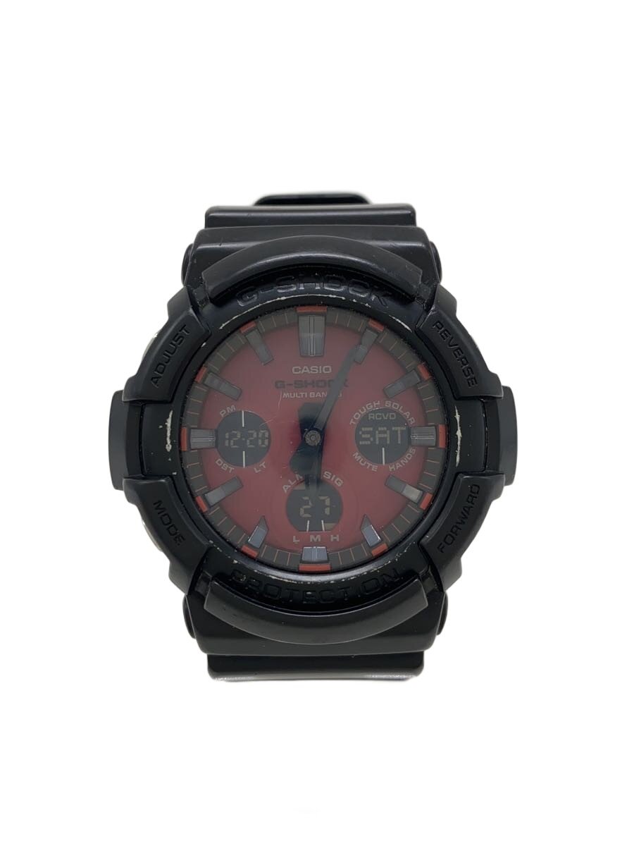【中古】CASIO◆ソーラー腕時計・G-SHOCK/デジアナ/RED/BLK【服飾雑貨他】