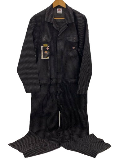 【中古】DICKIES◆オールインワン/XL/コットン/BLK/ストライプ/D-696【メンズウェア】 【中古】DICKIES◆オールインワン/XL/コットン/BLK/ストライプ/D-696【メンズウェア】